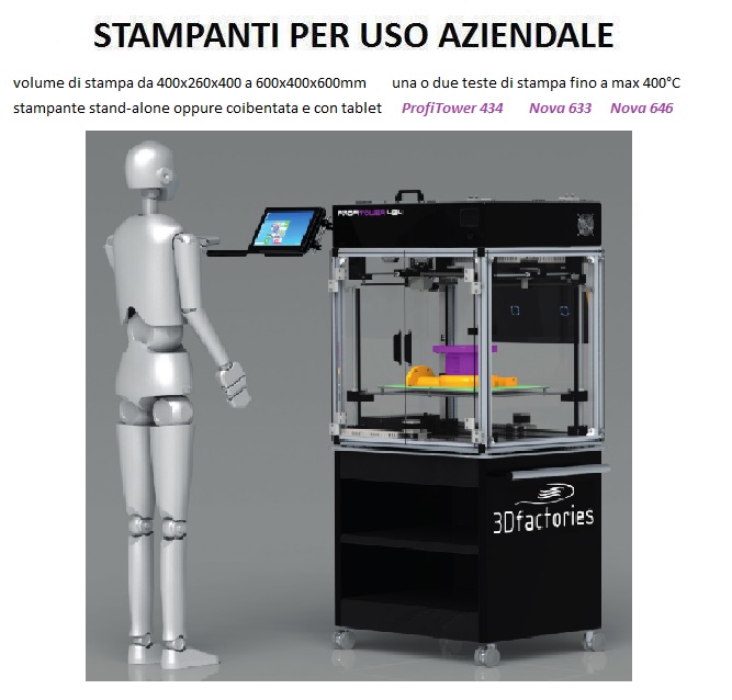 ProfiTower e Nova fino a 600x400x600mm con due teste di stampa a 400C